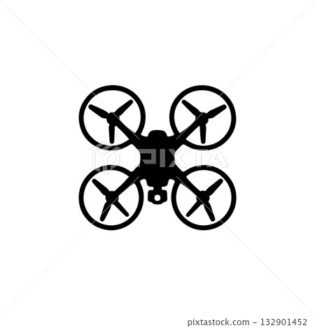 drone silhouette icon quadcopter aerial camera flying technology illustration 132901452