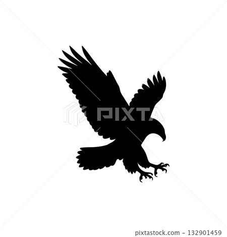 eagle flying silhouette with open wings isolated on white background 132901459