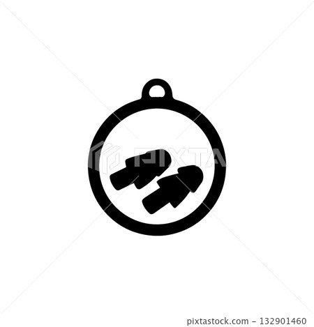 earplugs silhouette icon noise reduction hearing protection travel accessory case illustration 132901460