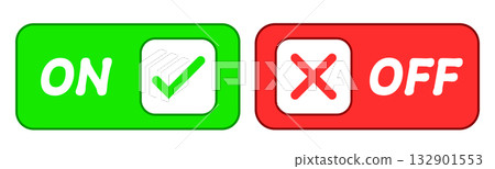 Simple square ON/OFF icon in green and red 132901553