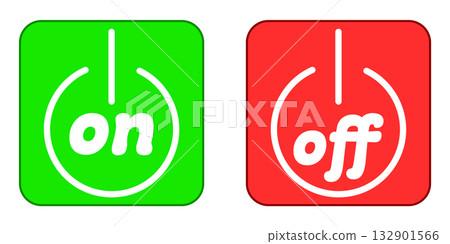 Simple square on/off icon in green and red Simple square on/off icon in green and red 132901566