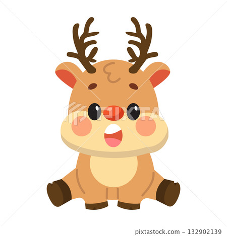 Cute Cartoon Reindeer Illustration Cute Cartoon Reindeer Illustration 132902139