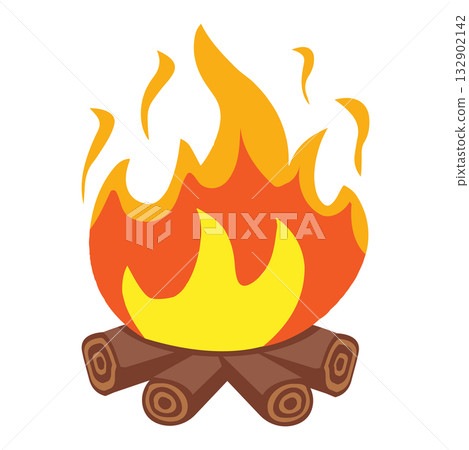 Illustration of Burning Campfire with Logs Illustration of Burning Campfire with Logs 132902142