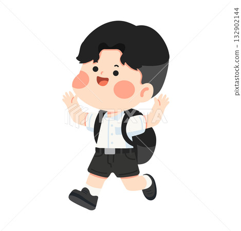 Illustration of Schoolboy Walking with Backpack Illustration of Schoolboy Walking with Backpack 132902144