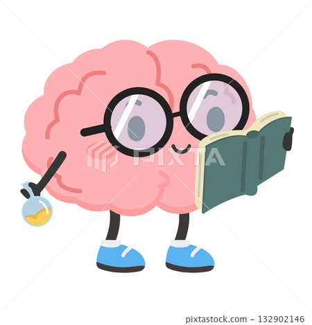 Brain Character Reading Book with Chemistry Beaker Brain Character Reading Book with Chemistry Beaker 132902146