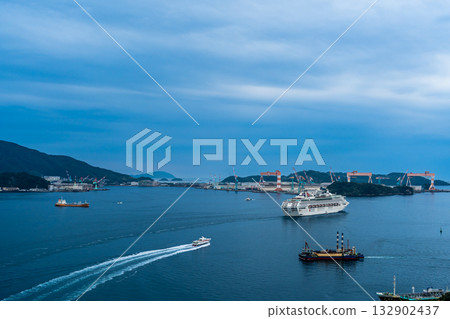 Nagasaki Port Passenger Ship Departure (Dream) from Megami Bridge [Nagasaki City] 132902437