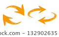 Hand drawn orange rotating arrow 132902635