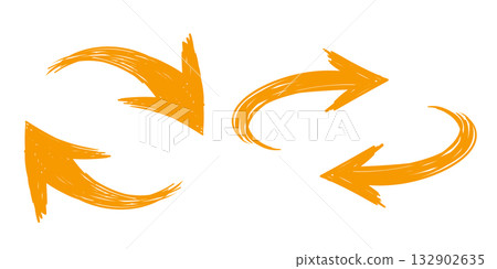 Hand drawn orange rotating arrow Hand drawn orange rotating arrow 132902635