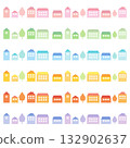 Colorful houses lined street line material set 132902637