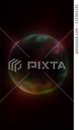 Abstract dark sphere surrounded by colorful glowing mist, symbolizing mystery and cosmic energy 132903141