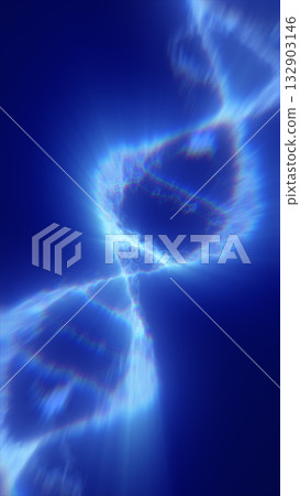 Abstract glowing DNA-like helix of blue energy forming a radiant futuristic structure Abstract glowing DNA-like helix of blue energy forming a radiant futuristic structure 132903146