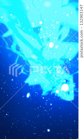 Abstract icy blue light explosion with particles and glowing shards resembling a burst of frozen energy 132903147
