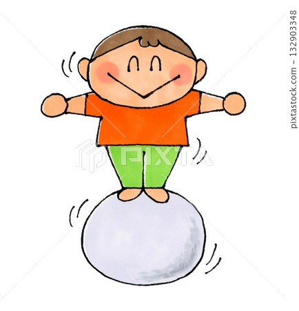 Child balancing on a ball Child balancing on a ball 132903348
