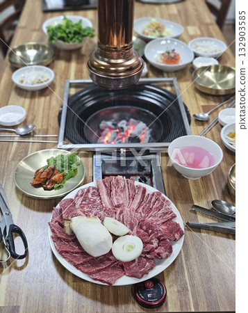 Korean BBQ. Fresh Korean beef. 132903585