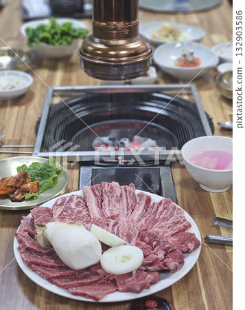 Korean BBQ. Fresh Korean beef. Korean BBQ. Fresh Korean beef. 132903586