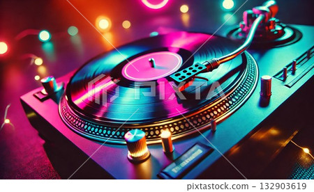 Artistic turntables at vibrant parties Artistic turntables at vibrant parties 132903619