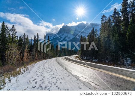 Grassi Lakes Trail in winter. Canmore, Alberta, Canada Grassi Lakes Trail in winter. Canmore, Alberta, Canada 132903673