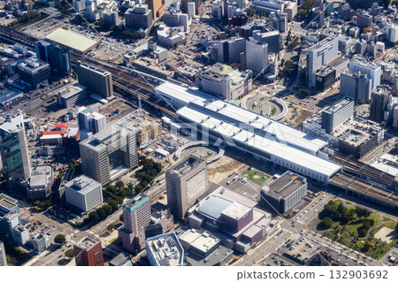 Aerial view near the north exit of Toyama Station 132903692