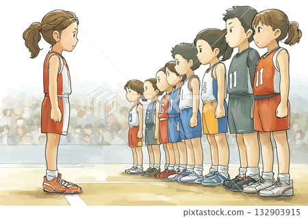 Miyu系列：女子籃球隊球員賽前交談，混合組 132903915