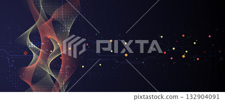 Circular network of microchips and synaptic connections abstract background Circular network of microchips and synaptic connections abstract background 132904091