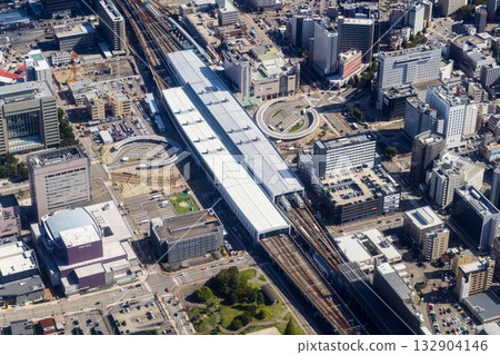 Aerial view of Toyama station area 132904146