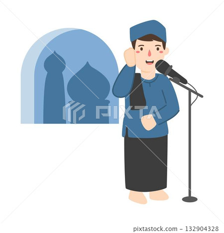 Call to Prayer adzan illustration 132904328