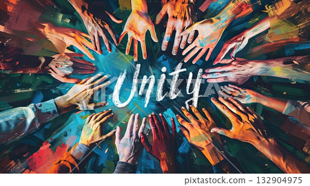 Hands coming together in a unified grip, representing strength in unity. Hands coming together in a unified grip, representing strength in unity. 132904975