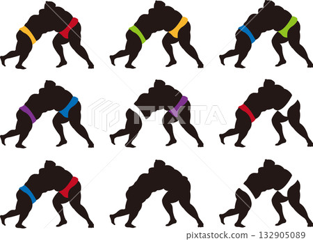 相撲選手比賽剪影套裝 相撲選手比賽剪影套裝 132905089