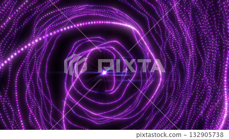Vibrant pink vortex spiral made of glowing dots forming a futuristic abstract tunnel Vibrant pink vortex spiral made of glowing dots forming a futuristic abstract tunnel 132905738