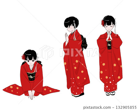 身穿和服的女孩,正式服裝 身穿和服的女孩,正式服裝 132905855