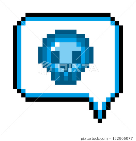Pixel Art Icon Speech Bubble Skull Mark (2) 132906077