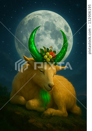 Mystical horned goat 132906195