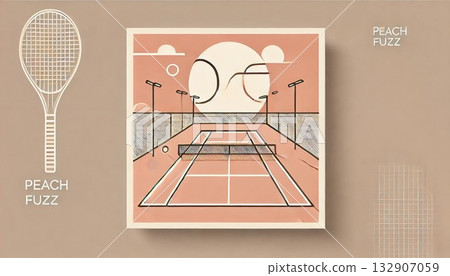 現代桃子網球場插圖 現代桃子網球場插圖 132907059