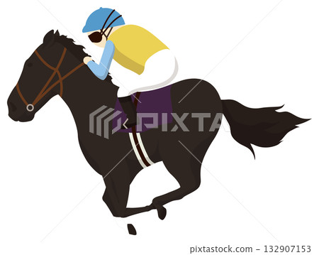 Jockey and thoroughbred 132907153