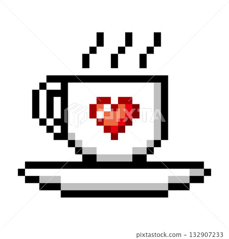 像素藝術圖標咖啡杯（4） 132907233