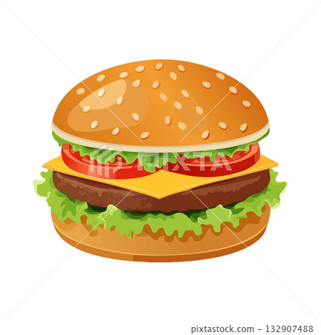 一個龐大的漢堡包的插圖 132907488