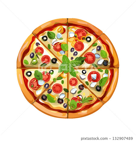 美味的比薩的插圖 132907489