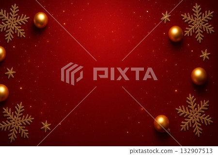 聖誕雪花邊框紅色 132907513