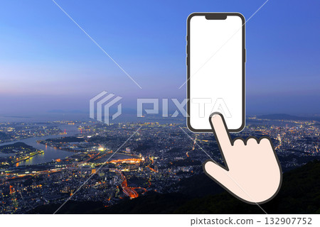 Cityscape smartphone operation 132907752