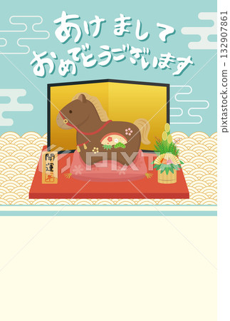 Year of the Horse New Year's card template Zodiac figurine 132907861