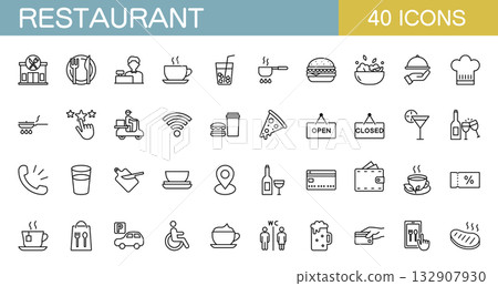 Restaurant icon set Restaurant icon set 132907930