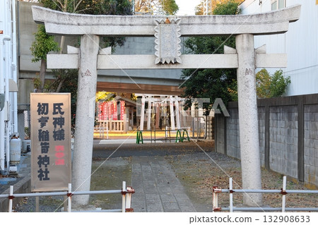 Hatsutomi Inari Shrine, ginkgo and torii gate, guardian of Hatsutomi, transferred from Fushimi Inari Taisha, Hatsutomi Honmachi, Kamagaya City, Chiba Prefecture 132908633