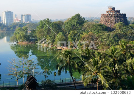 緬甸,仰光,大湖湖,大湖公園,烏托邦塔 緬甸,仰光,大湖湖,大湖公園,烏托邦塔 132908683