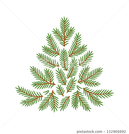 stylized fir or pine tree flat vector illustration 132908892