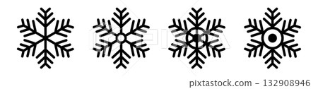 Set of snowflake icons. Simple vector illustration of winter symbols representing cold weather and frost Set of snowflake icons. Simple vector illustration of winter symbols representing cold weather and frost 132908946