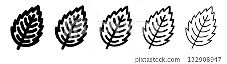 Collection of outline leaf icons drawn with various stroke weights. Simple linear vector symbols representing autumn, nature and falling leaves Collection of outline leaf icons drawn with various stroke weights. Simple linear vector symbols representing autumn, nature and falling leaves 132908947