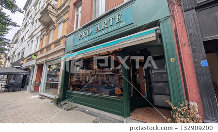 A street with a stringed instrument shop in Antwerp 132909200