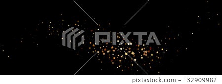 Golden star particles trail on black background Golden star particles trail on black background 132909982
