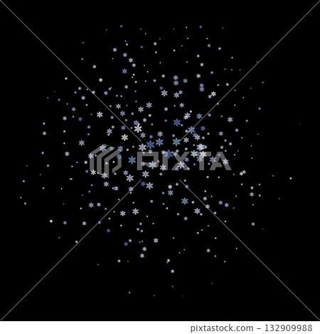 Blue snowflake burst on black background 132909988