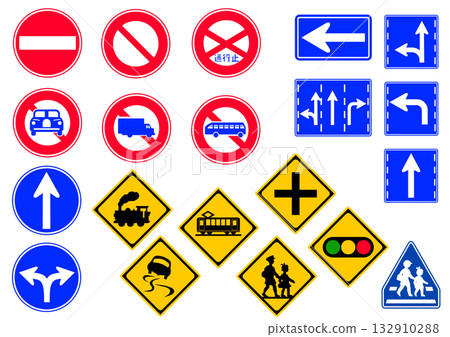 Road sign illustration set Road sign illustration set 132910288